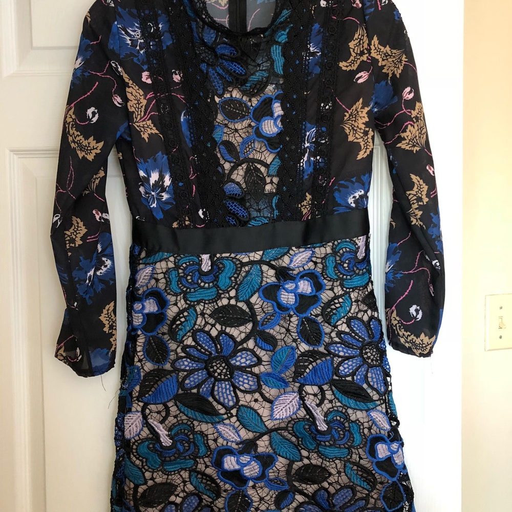 Military Hippie high neck, embroidered dress.